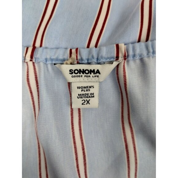 Sonoma Womens 2X Blue Striped Spaghetti Strap Tank Top - Picture 4 of 7